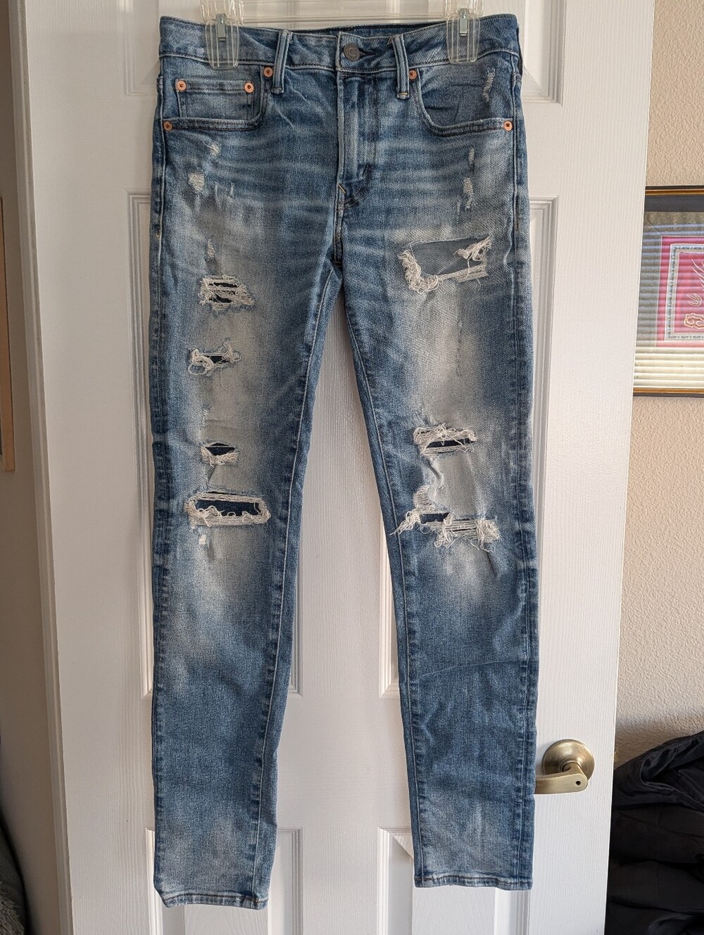 American Eagle Outfitters Airflex 360 Men's Distressed Blue Slim Jeans 32/32